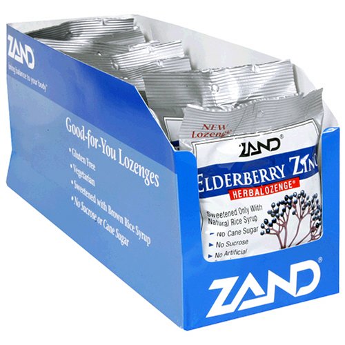 ZAND Herbalozenge Lozenges, Elderberry Zinc, 12- 15 lozenge bags (180 Lozenges)