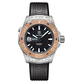 TAG Heuer Men's Aquaracer Calibre 5 Automatic 500M Gold Bezel Watch #WAJ2150.FT6015