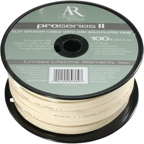 Acoustic Research PR362 Speaker Cable, Flat 16 AWG, (100 ft spool)