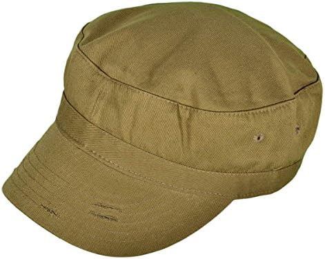 Buck Caps Unisex Vintage Distressed Enzyme Washed Army Cadet Hat (Olive)