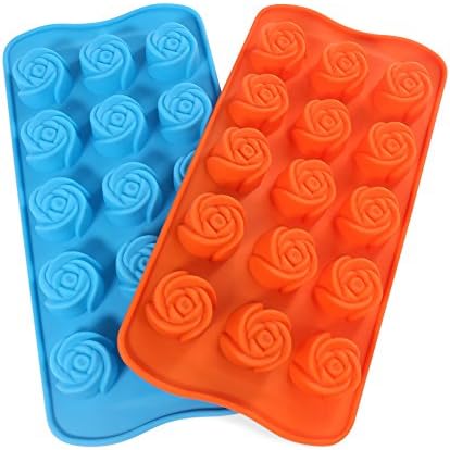Candy Making Molds, 2PCS YYP [15 Cavity Rose Shape Mold] Silicone Candy Molds for Home Baking - Reusable Silicone DIY Baking Molds for Candy, Chocolate or More, Set of 2