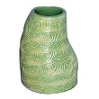 Handcrafted Spring Fresh Terracotta Contemporary Vase With Green And Cream Swirl Design
