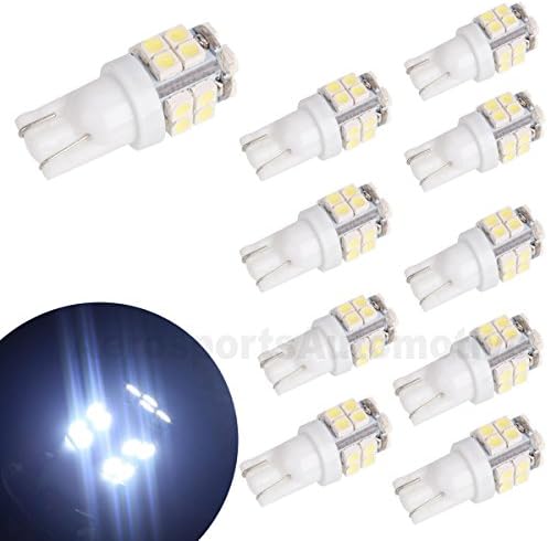 10 x T10 20-SMD White LED Car Lights Bulb 194 168 2825 W5W 400 Lumens by Newest Chipset Technology