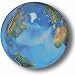 Aqua Crystal Earth Sphere with Natural Earth Continents, Glass Stand Included, 2 Inch Diameter