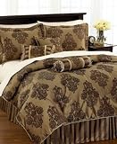 Pem America Golden Damask 7-Piece Comforter Set, Queen