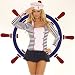 Sailor Costume Includes a Long Sleeve Mini Dress with Collar and a Matching Hat, One Size or Queen Plus Size in Navy/White