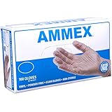 Ammex VPF Vinyl Glove, Medical Exam, Latex Free, Disposable, Powder Free, Small (Box of 100)