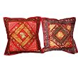 Pillow Cushion Covers2 Red Sequin Embroidery Sari Toss
