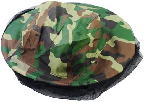 Anti Mosquito Bee Bug Mesh Mask Cap Hat for Outdoor Fishing Jungle-camouflage