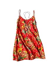 Sleeveless Spaghetti Strap General Print Cotton/Linen Embroidered Sheer  Dress
