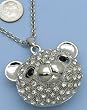 Teddy Bear 3d Crystal studded Long Necklace
