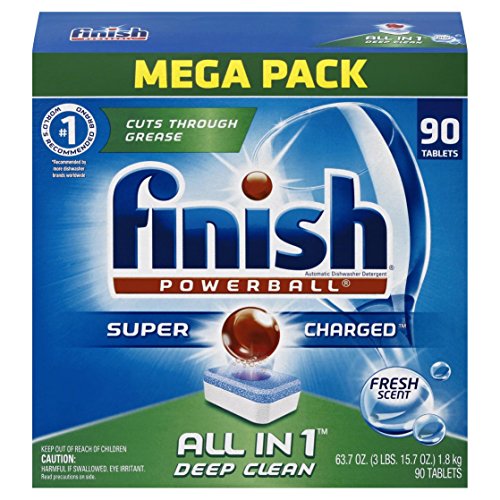 Finish All in 1 Powerball Mega Pack, 90 Tablets, Super Charged Automatic Dishwasher Detergent, Fresh Scent