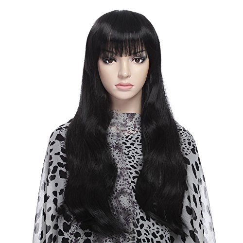 DAOTS Halloween Wig Hair Wig for Women Synthetic Cosplay Costume Party Wig Full Wig, Wigs with Bangs,Heat Resistant,Daily Use,Free Cap and Free Hair Pins