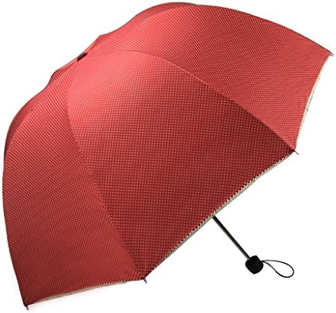 UNI Ladies Dots Print Lace Knit Bubble Dome Compact Parasol Umbrella, Red