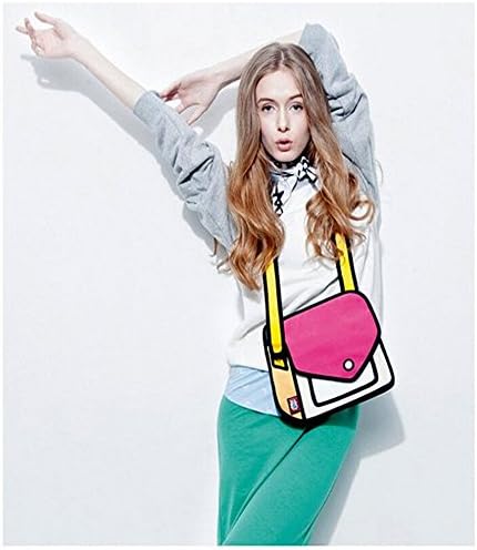 HDFREE® Fashion Jump Style Mixed Color 3D Cartoon Bag 2D Drawing From Paper Bag Gift (pink(shoulder bag))