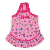 East Side Collection Cotton 16-Inch Butterfly Garden Dog Dress, Medium, Pink