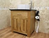 Solid Light Oak Bathroom Vanity Set White Marble Sink 502-GB-WM026