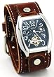 Nemesis #BSTH006K Men's Premium Wide Leather Cuff Band Automatic Tourbillon Watch