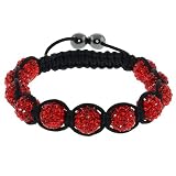 Fully Iced Out Hip Hop Pave 10mm Red Disco Ball Adjustable Bracelet