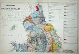 1881 Geological Map England Wales Igneous Rocks Colour