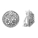 Sterling Silver Floral Filigree Textured Oxidized Clip On Earrings