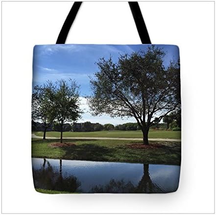 Golf View Landscape. Tote Bag by Artist Carolina Mendez. 13"x13" 16"x16" 18"x18"
