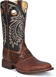 Rocky FQ0004993 Men's Handhewn Square Toe Tooled Saddle Cognac/White Western Boot