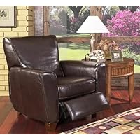 Coaster Havana Retro Style Leather Sofa Club Chair Recliner, Brown