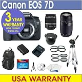 Canon EOS 7D Digital Camera + 8GB Memory + 7 Lens Deluxe Camera Kit