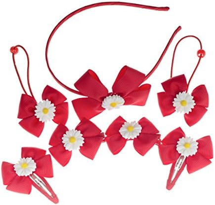 Zbaby Kids Baby Girls Boutique Grosgrain Ribbon Hair Bows Clips Sets Bowknots Pin (red(7pcs in))