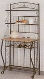 Kitchen & Housewares : 4 Tier Black Finish Metal Baker's Kitchen Rack w/Wine Storage