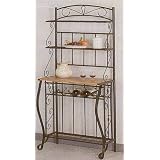 4 Tier Black Finish Metal Baker's Kitchen Rack w Wine Storage by visiondecor Furniture