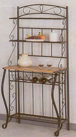 4 Tier Black Finish Metal Baker's Kitchen Rack w Wine Storage by AtHomeMart