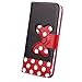 Yakamoz Lovely Cute Black Red Bow Bowkot Polka Dot Leather Flip Wallet Stand Case with Card Slots for Apple Iphone 6 4.7 Inch with Free Screen Protector & Stylus Pen