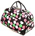 21" Multi-Color Pink Black White Green Polka Dot Rolling Wheeled Duffle Bag