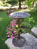 Antiqued Bronze Cast Iron Frog Birdbath (Bird Feeder) with Water Wiggler