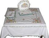 Square Table Linens and Napkins Cotton Embroidered 48 x 48 inches