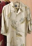 Floral silk camp shirt in Ivory, Size L