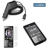 Black Durable Soft Silicone Skin Cover Case + Clear Reusable LCD Screen Protector + Rapid Car Charger for HTC T-mobile Touch Diamond PDA Smartphone