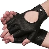 Lundorf Lina Women's Short Fingerless Half Finger Unlined Leather Driving Gloves