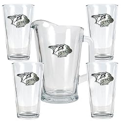 Nashville Predators NHL 4pc Pint Ale Glass & 60oz Pitcher Set - Primary Logo by Great American Products