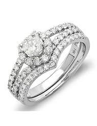 Certified 14k White Gold Round Diamond Ladies Bridal Ring Heart Shape... by 