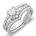 IGI Certified 14k White Gold Round Diamond Ladies Bridal Ring Heart Shape Engagement Set Matching Band (1.35 cttw, H-I Color, I1-I2 Clarity)