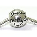 "Dreams Really Do Come True" - Silver Plated Charm Bead - fits Pandora, Chamilia etc style Bracelets - SpangleBead
