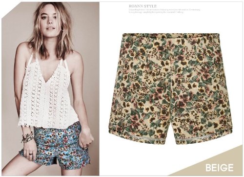 [JN]サイドジップで着脱かんたん！！お花柄ショートパンツ 美脚効果が嬉しい、背面長め丈！