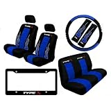 10 Piece Type X Auto Interior Racing Set - Universal Fit Low Back Bucket Seat Covers... 
