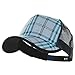 Plaid Straw Trucker Caps Blue