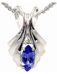 14K White Gold Tanzanite and Diamond Pendant -- LIFETIME WARRANTY