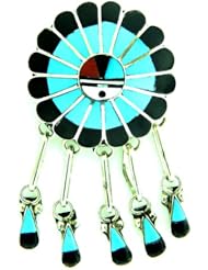 By Zuni Artist Bernedene Soceeah: Beautiful! Sunface Pendant/Brooch