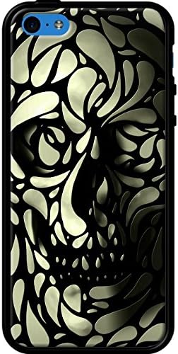 The Kase Collection Case for Apple iPhone 5c, Glossy Black silicone coated Skull 4 by Ali Gulec Black Unique size